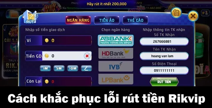 Kinh nghiệm xử lý sự cố thường gặp khi rút tiền Rikvip