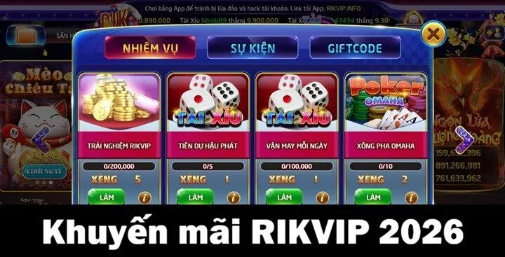 Loạt sự kiện & chương trình khuyến mãi Rikvip 2026