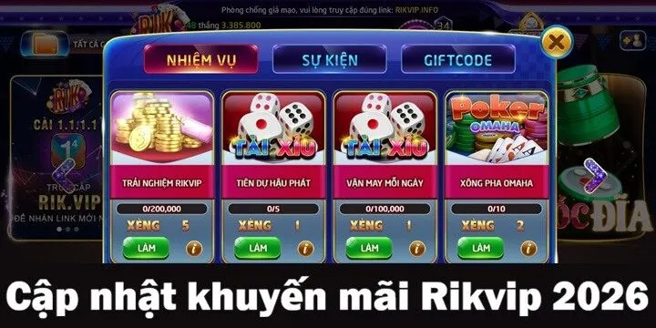 Thông tin mới nhất về khuyến mãi Rikvip năm 2026