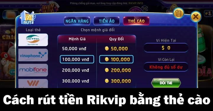 Hướng dẫn rút tiền Rikvip chi tiết