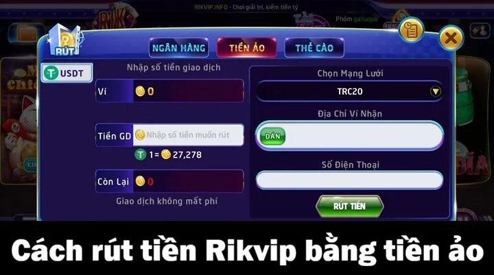 Hướng dẫn rút tiền Rikvip chi tiết