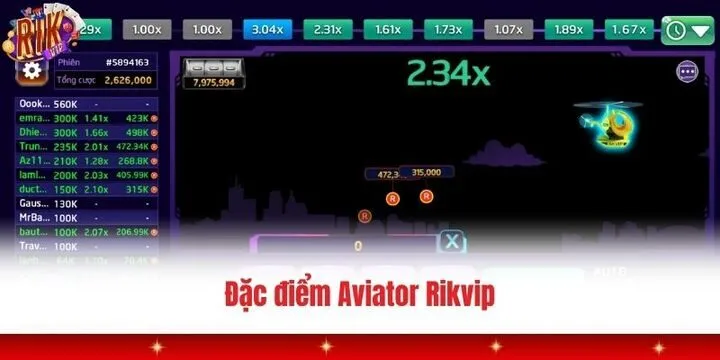 Aviator Rikvip - Mini game kiếm tiền mới nhất trong năm 2026 3 Các tính năng ấn tượng trong Aviator Rikvip