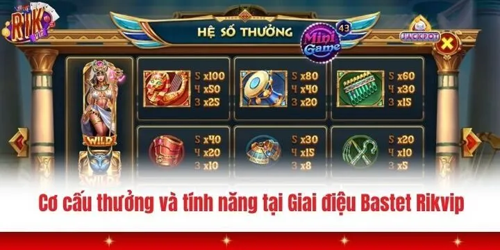 Giai điệu Bastet Rikvip - Trải nghiệm đẳng cấp đáng thử sức 3 Cơ cấu thưởng và biểu tượng trong Giai điệu Bastet Rikvip