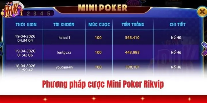 Phương pháp cược mini Poker Rikvip thông minh từ lão làng