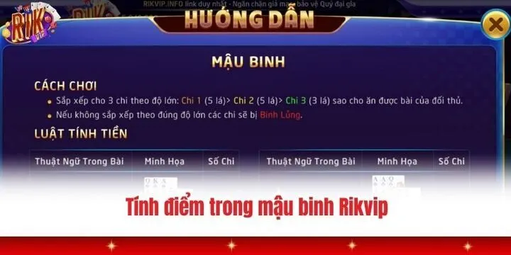 Cách tính điểm khi chơi mậu binh Rikvip